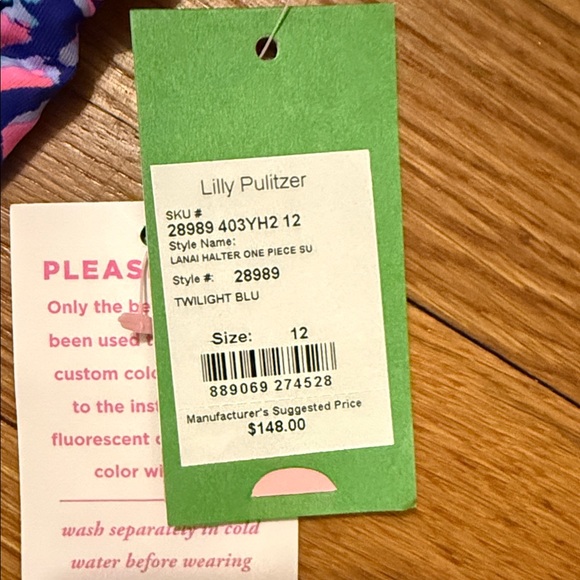 Lilly Pulitzer Blue and Pink Floral One Piece Swimsuit - Picture 3 of 3